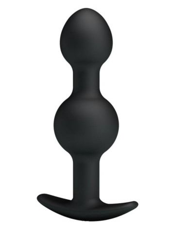 Plug anal cu forma de bile din silicon, Negru